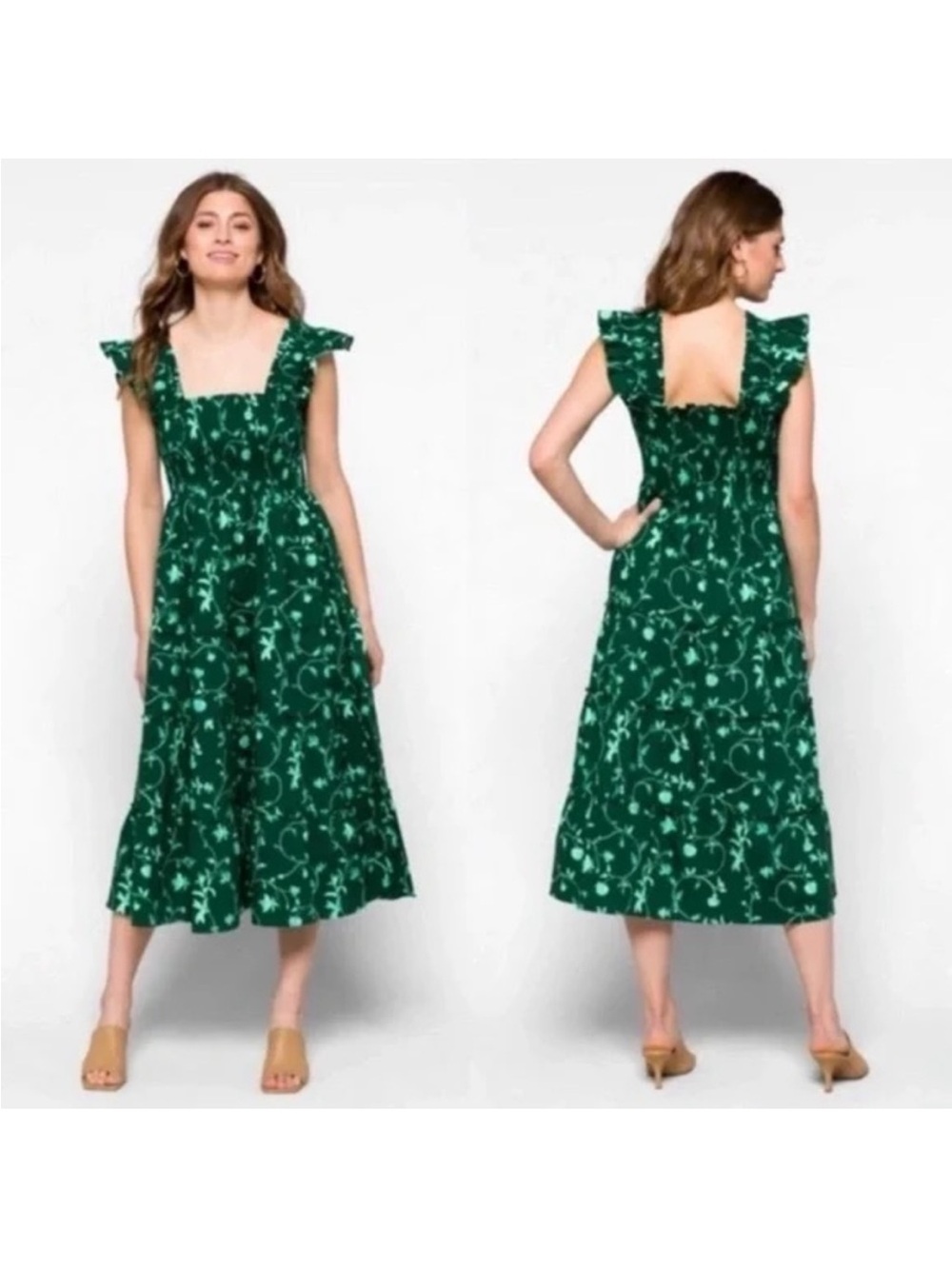 Hill House Home The Ellie Nap Dress in Green Botanical XS